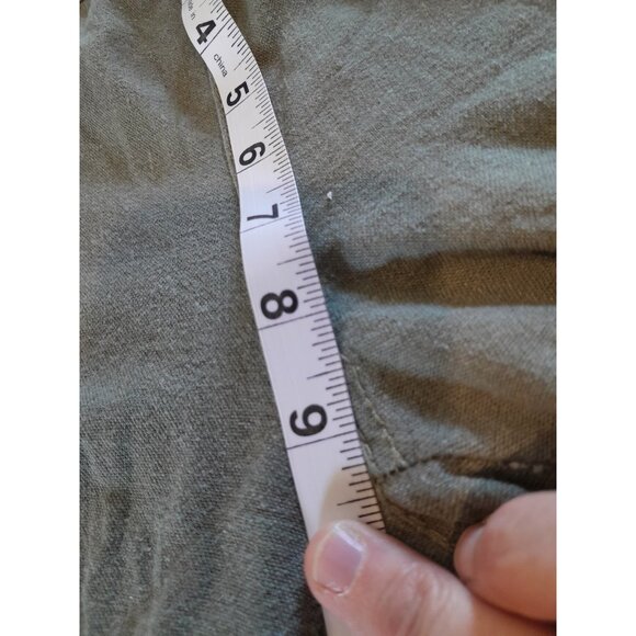 Womens Wide Leg Linen Blend Pull On Drawstring Pants Pockets Size Large Olive - Picture 8 of 9